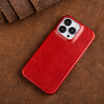 Genuine Leather Oil Wax iPhone Case