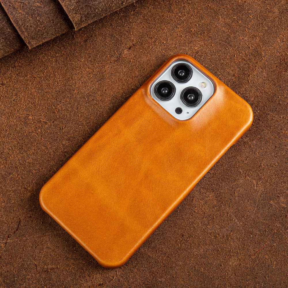 Genuine Leather Oil Wax iPhone Case