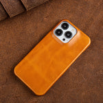 Genuine Leather Oil Wax iPhone Case