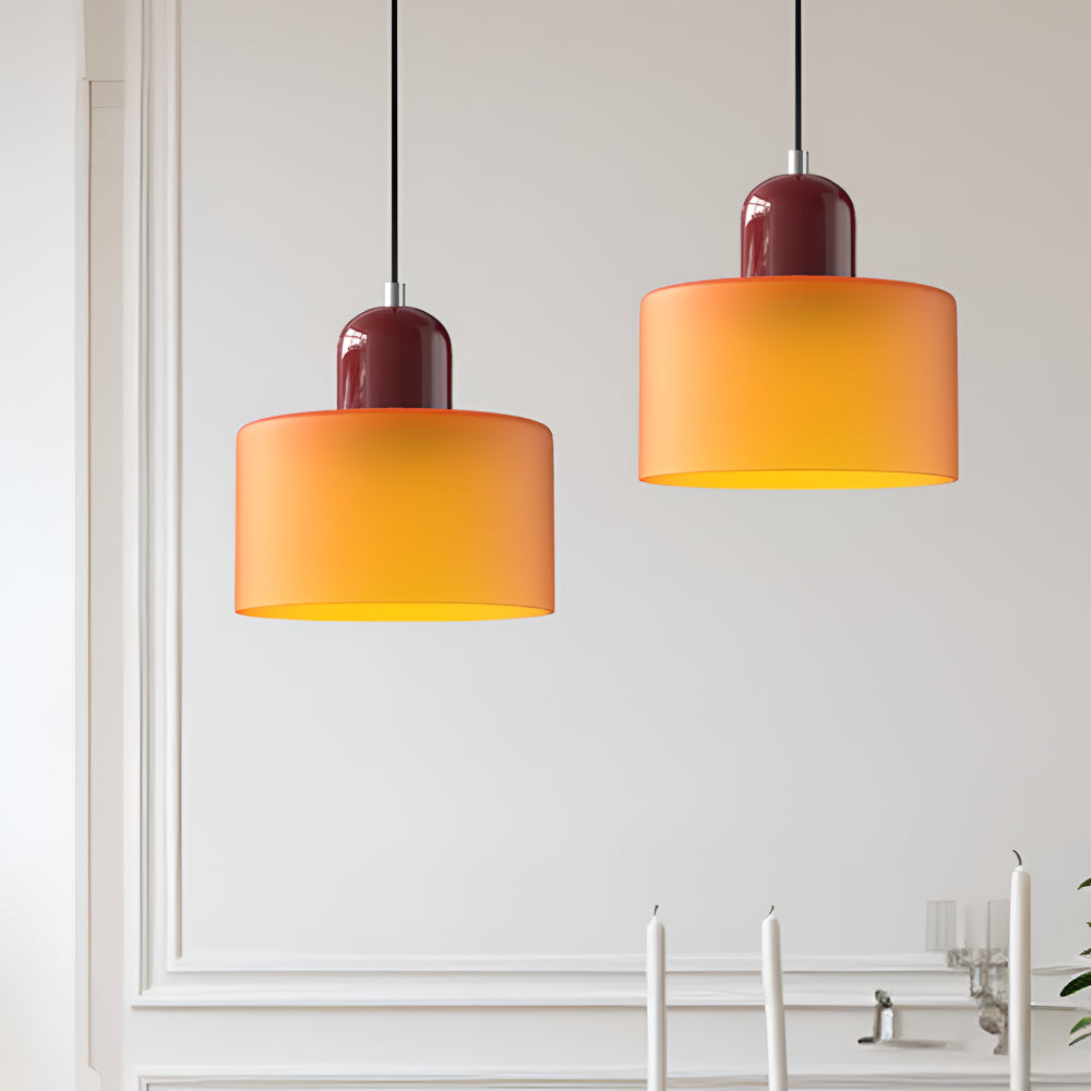 Modern Sculptural Hanging Lamp with Glass Shade