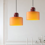 Modern Sculptural Hanging Lamp with Glass Shade