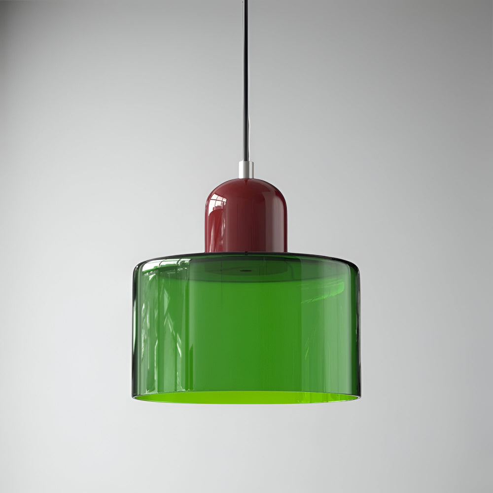 Modern Sculptural Hanging Lamp with Glass Shade