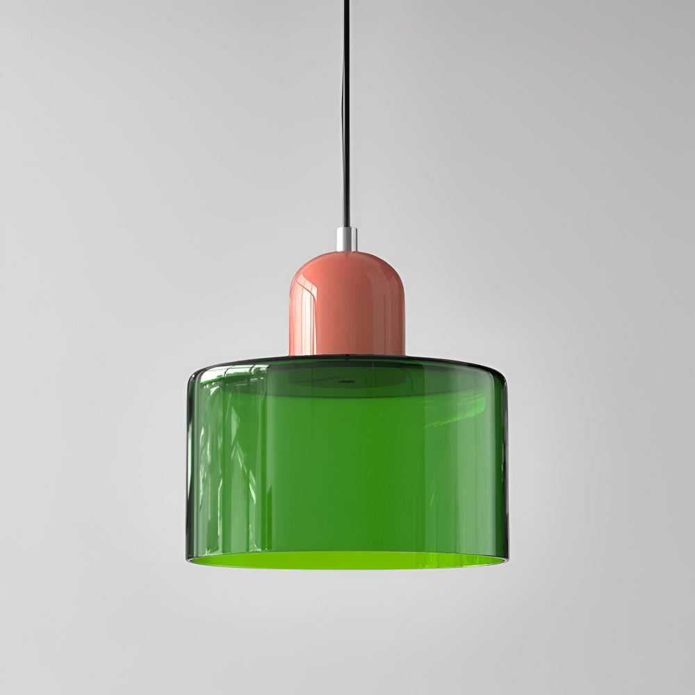 Modern Sculptural Hanging Lamp with Glass Shade