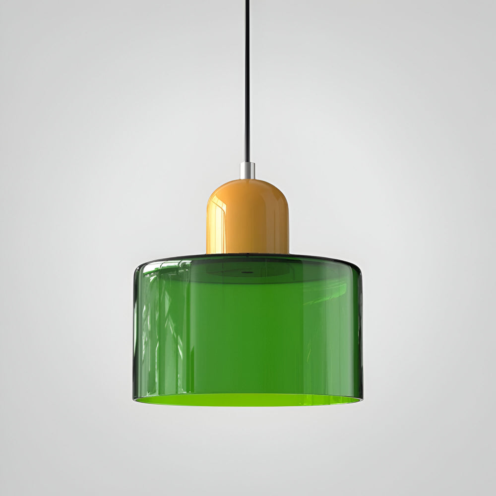 Modern Sculptural Hanging Lamp with Glass Shade