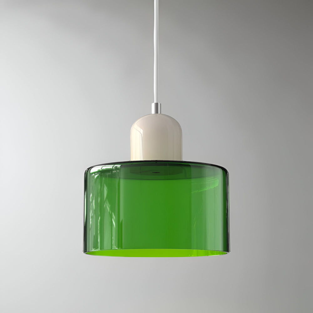 Modern Sculptural Hanging Lamp with Glass Shade
