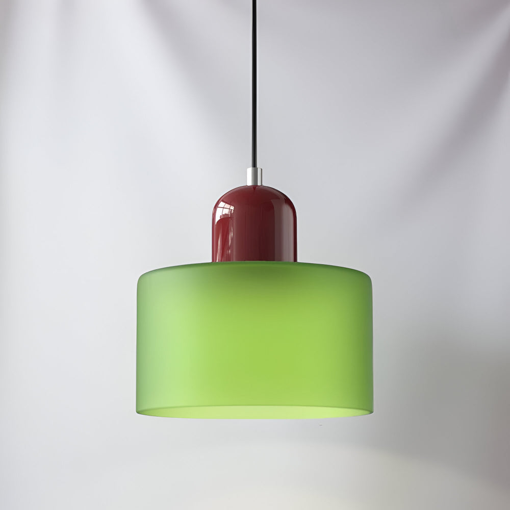 Modern Sculptural Hanging Lamp with Glass Shade