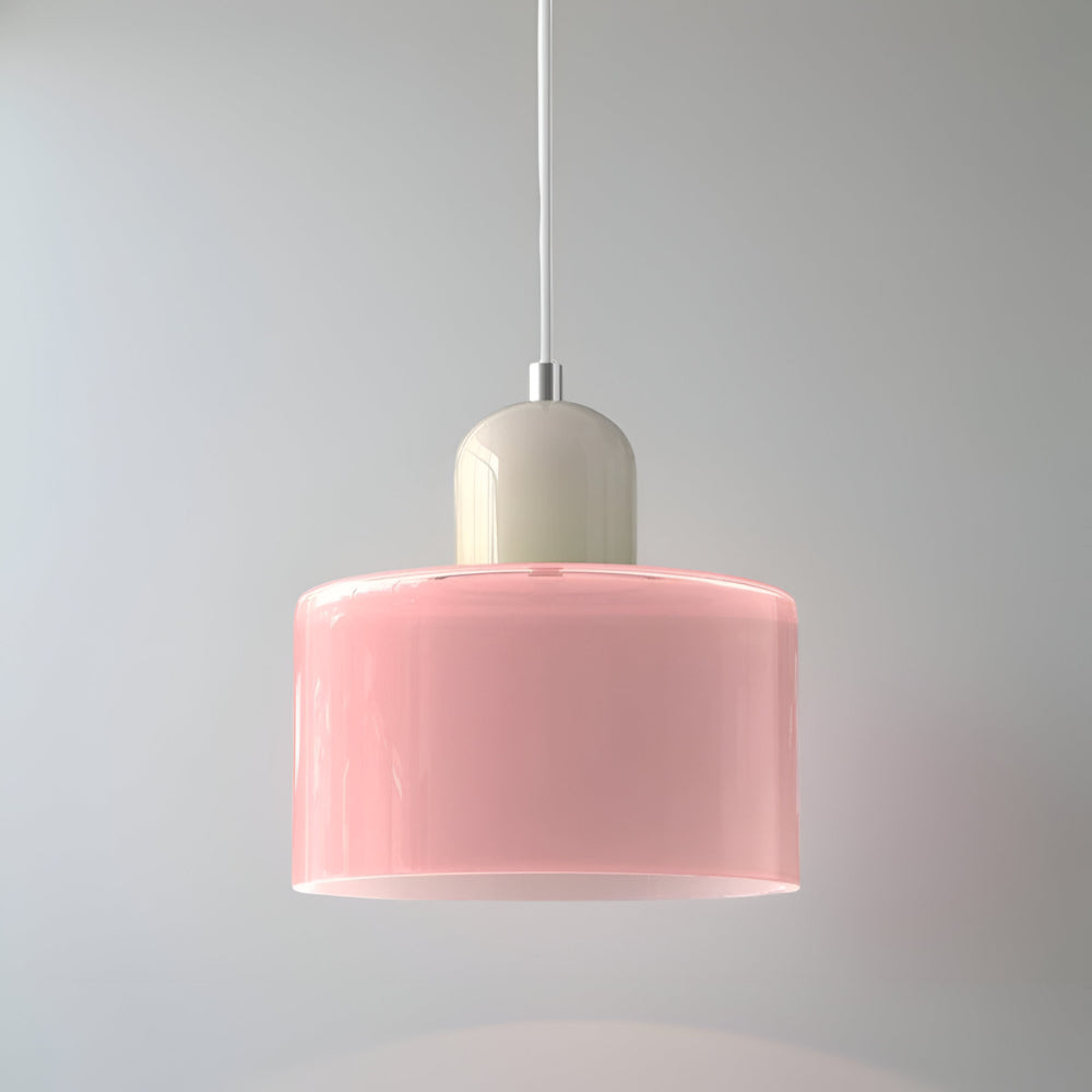 Modern Sculptural Hanging Lamp with Glass Shade