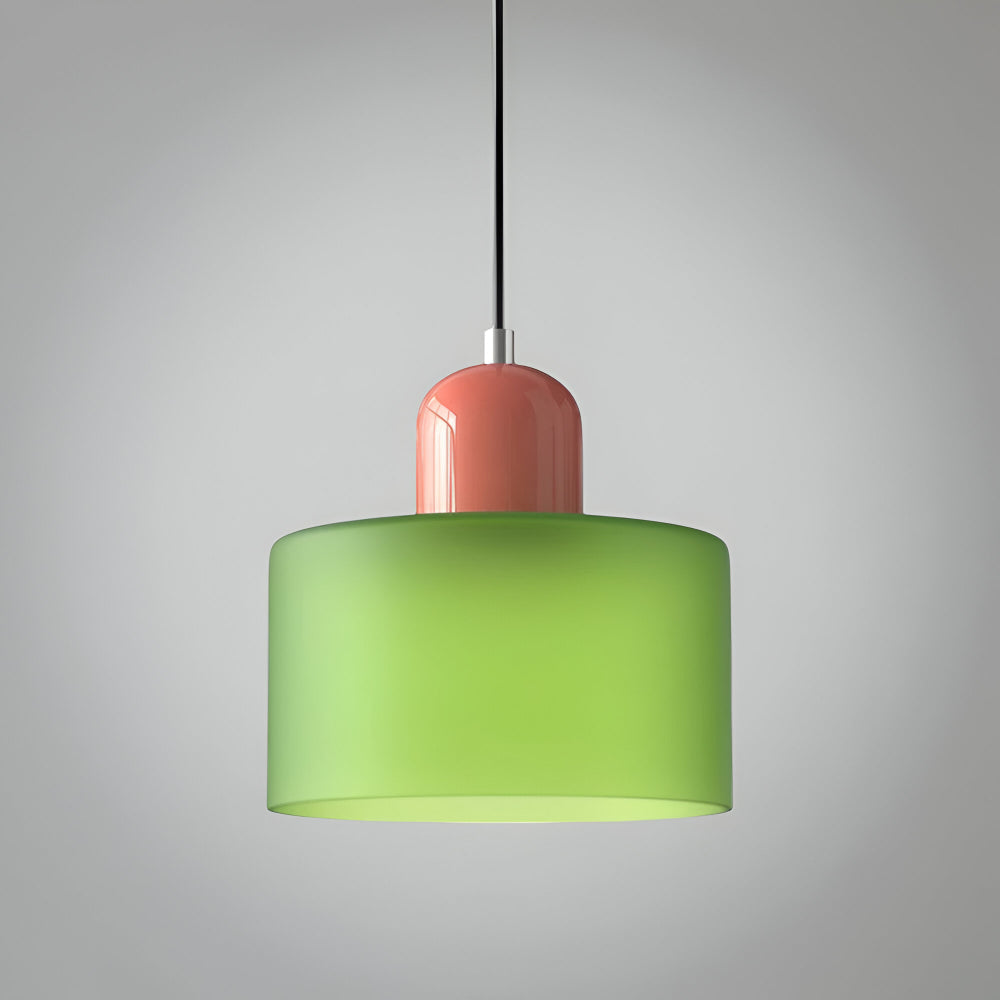 Modern Sculptural Hanging Lamp with Glass Shade