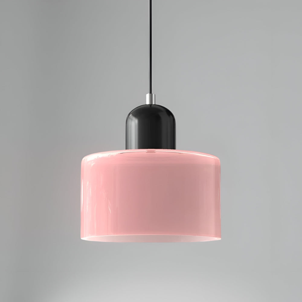 Modern Sculptural Hanging Lamp with Glass Shade