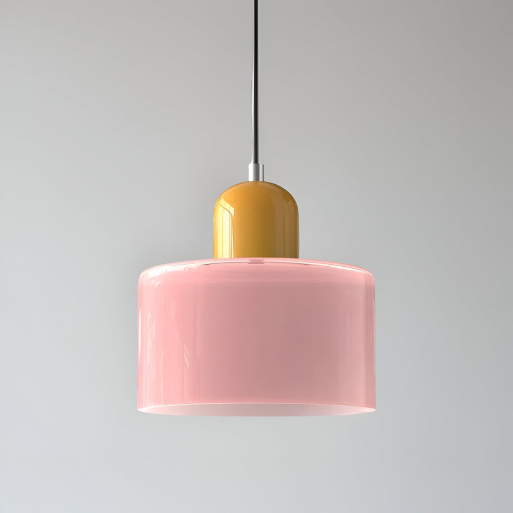 Modern Sculptural Hanging Lamp with Glass Shade