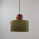 Modern Sculptural Hanging Lamp with Glass Shade