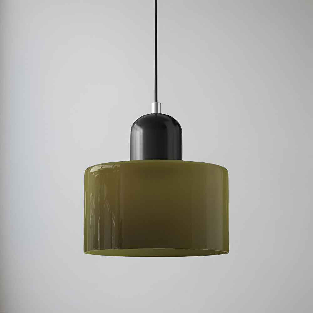 Modern Sculptural Hanging Lamp with Glass Shade