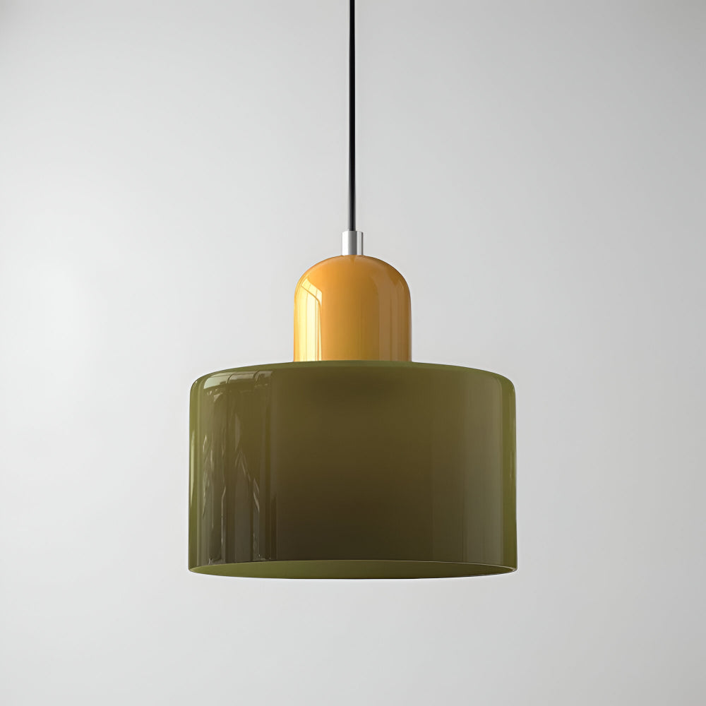 Modern Sculptural Hanging Lamp with Glass Shade