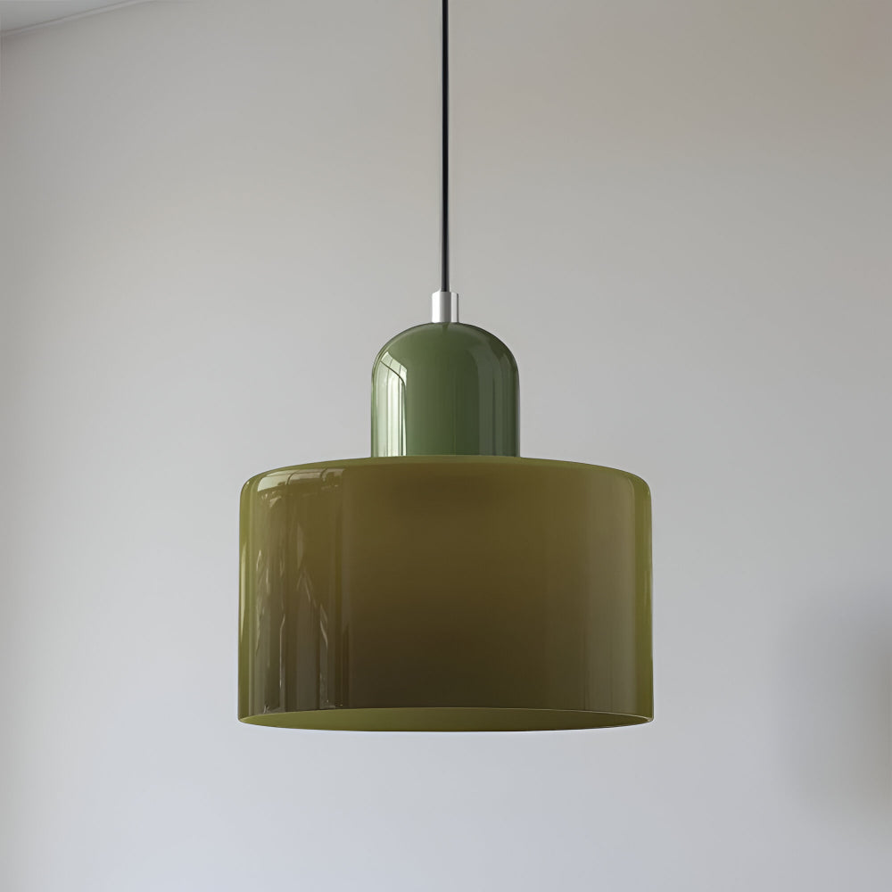 Modern Sculptural Hanging Lamp with Glass Shade