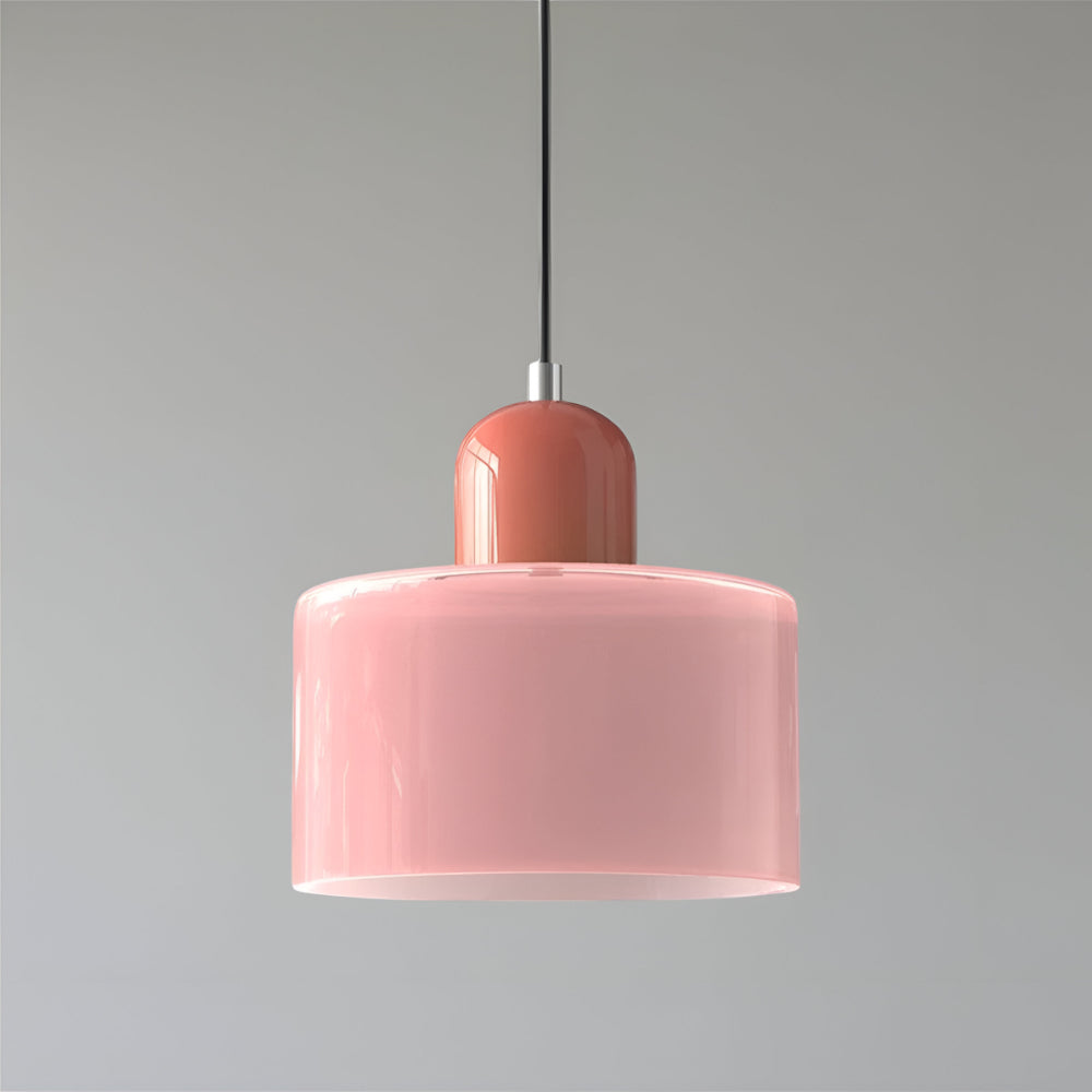 Modern Sculptural Hanging Lamp with Glass Shade
