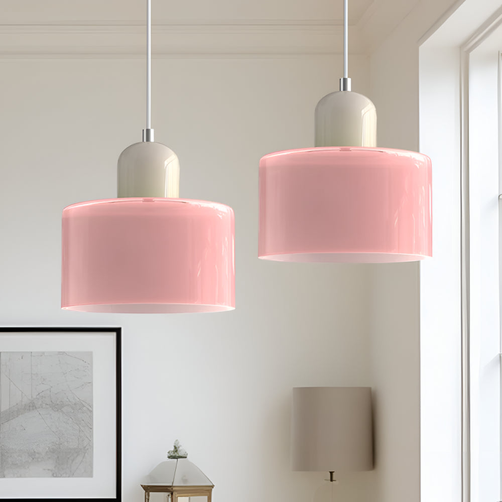 Modern Sculptural Hanging Lamp with Glass Shade