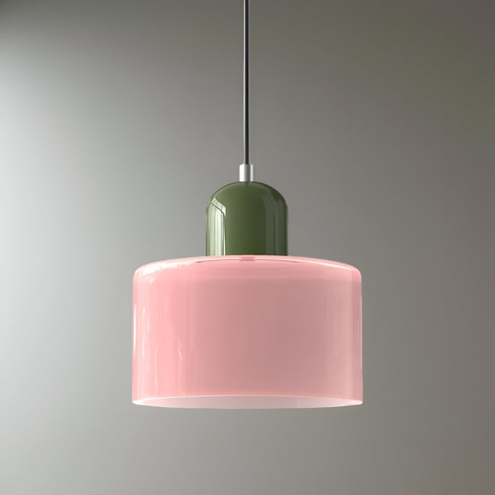 Modern Sculptural Hanging Lamp with Glass Shade