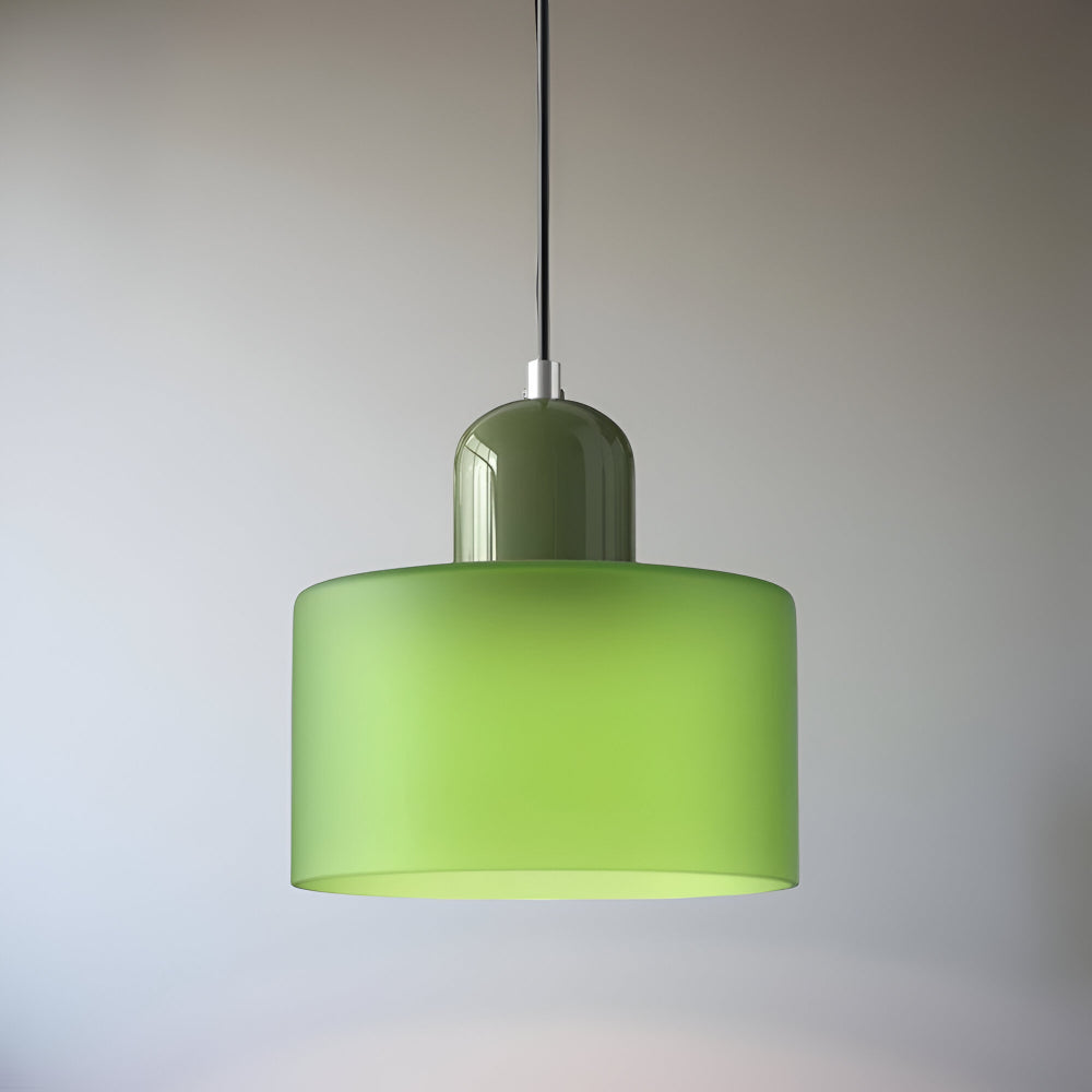 Modern Sculptural Hanging Lamp with Glass Shade