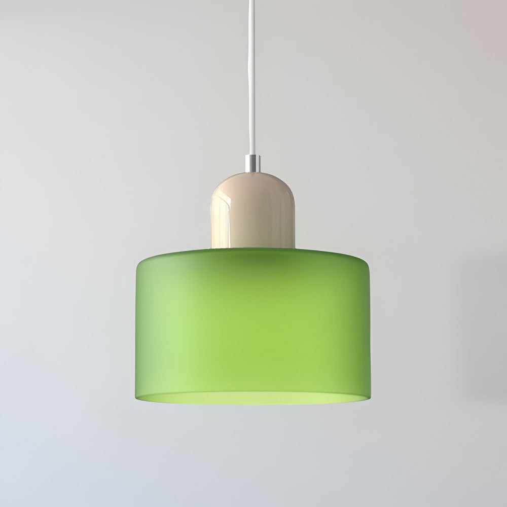 Modern Sculptural Hanging Lamp with Glass Shade