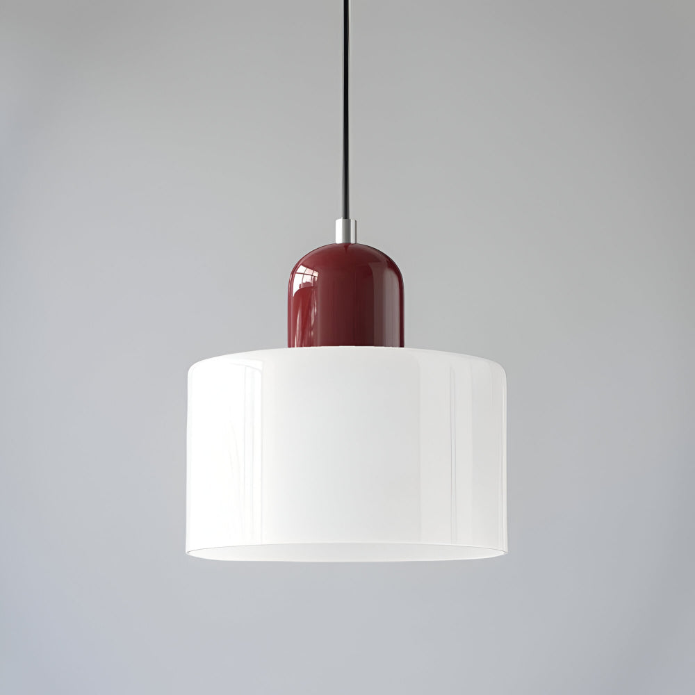 Modern Sculptural Hanging Lamp with Glass Shade
