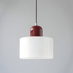 Modern Sculptural Hanging Lamp with Glass Shade