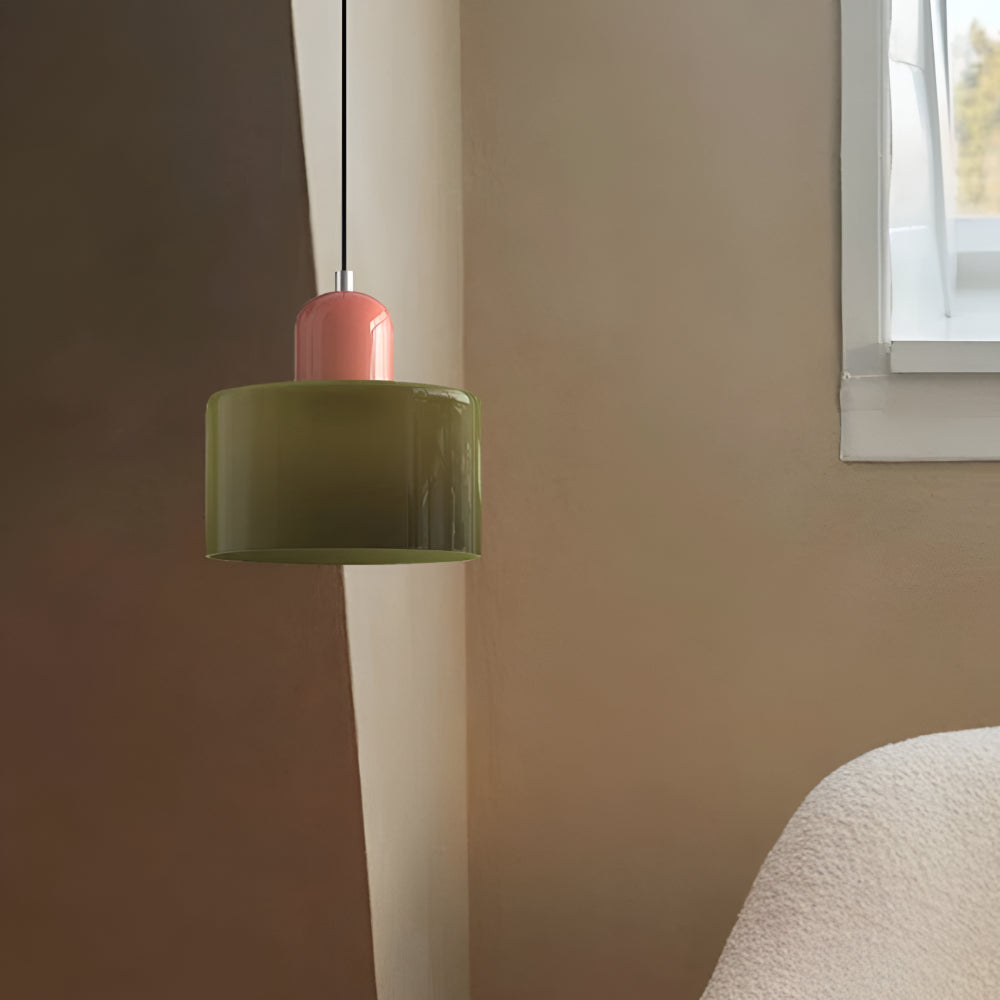 Modern Sculptural Hanging Lamp with Glass Shade