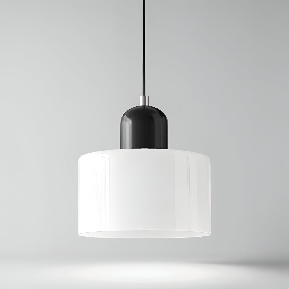 Modern Sculptural Hanging Lamp with Glass Shade