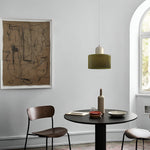 Modern Sculptural Hanging Lamp with Glass Shade