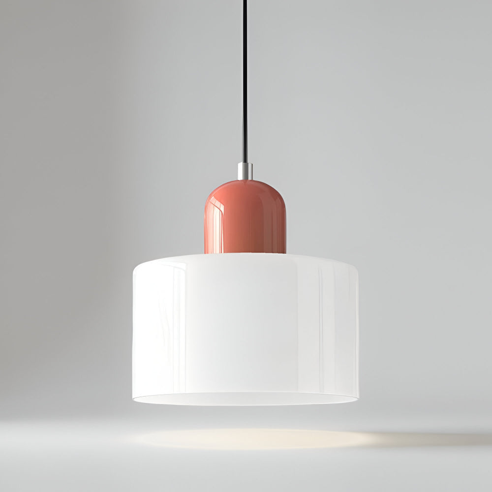 Modern Sculptural Hanging Lamp with Glass Shade