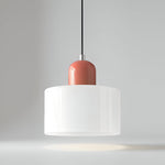 Modern Sculptural Hanging Lamp with Glass Shade