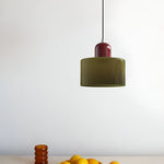 Modern Sculptural Hanging Lamp with Glass Shade
