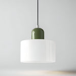 Modern Sculptural Hanging Lamp with Glass Shade