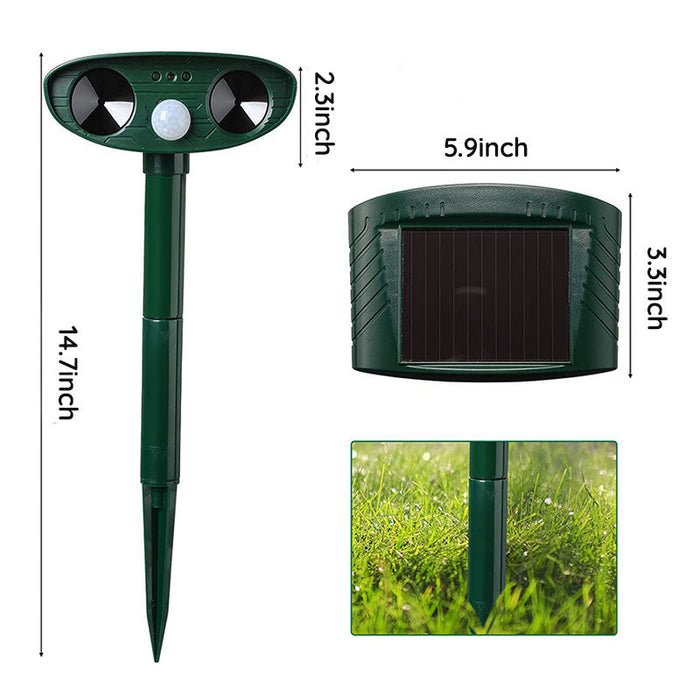 Outdoor Ultrasonic Raccoon Repeller - Solar-Powered Animal and Pest Deterrent - Eliminate Raccoons in 48 Hours