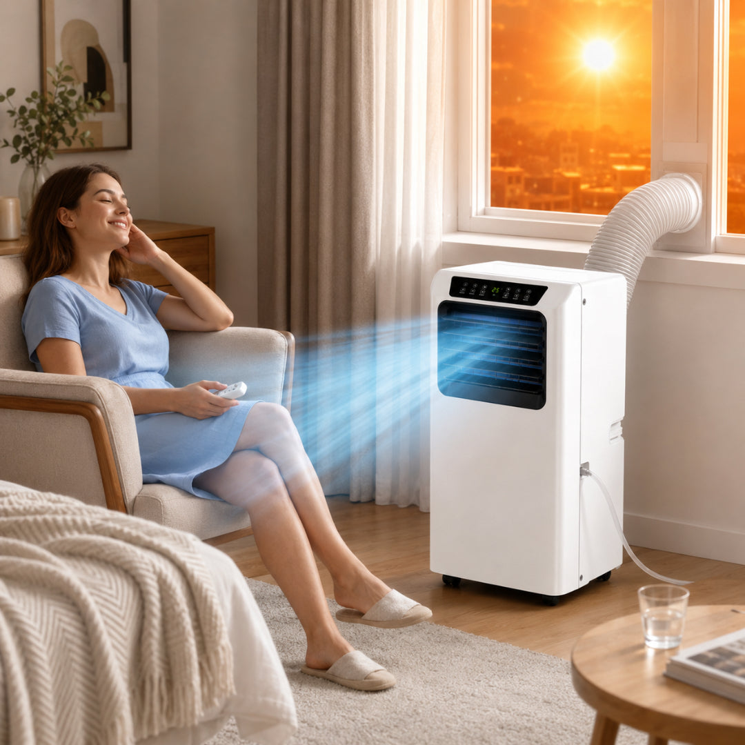 Compact Portable Air Conditioner with Remote Control - 7000 BTU Cooling Unit