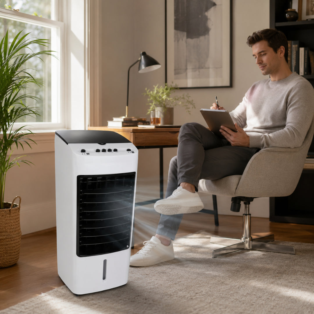 Portable Evaporative Cooler and Fan for Large Rooms