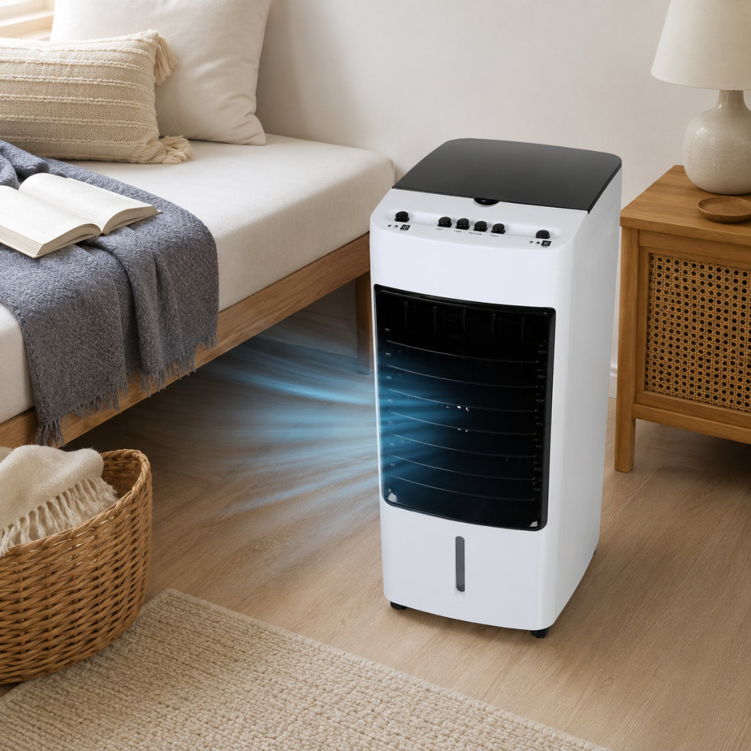 Portable Evaporative Cooling Fan with Large Water Tank and Quiet Operation