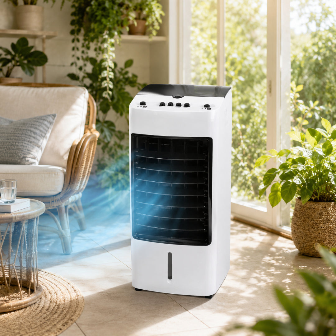 Portable Evaporative Cooling Fan with Large Water Tank and Quiet Operation