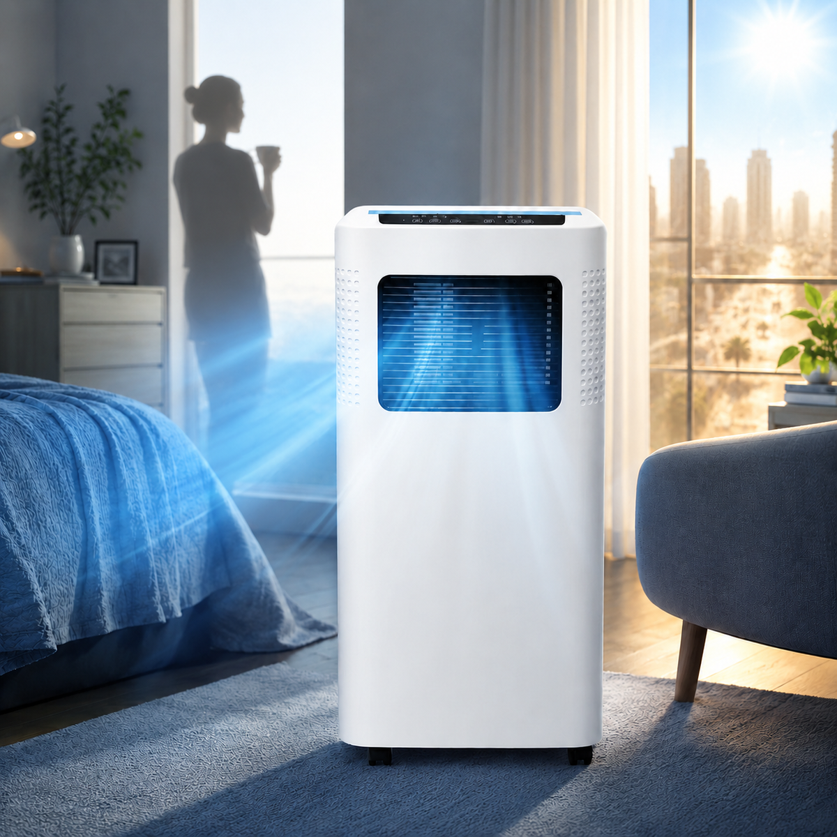 Portable Floor Air Conditioner with Smart Cooling and Dehumidifying Features