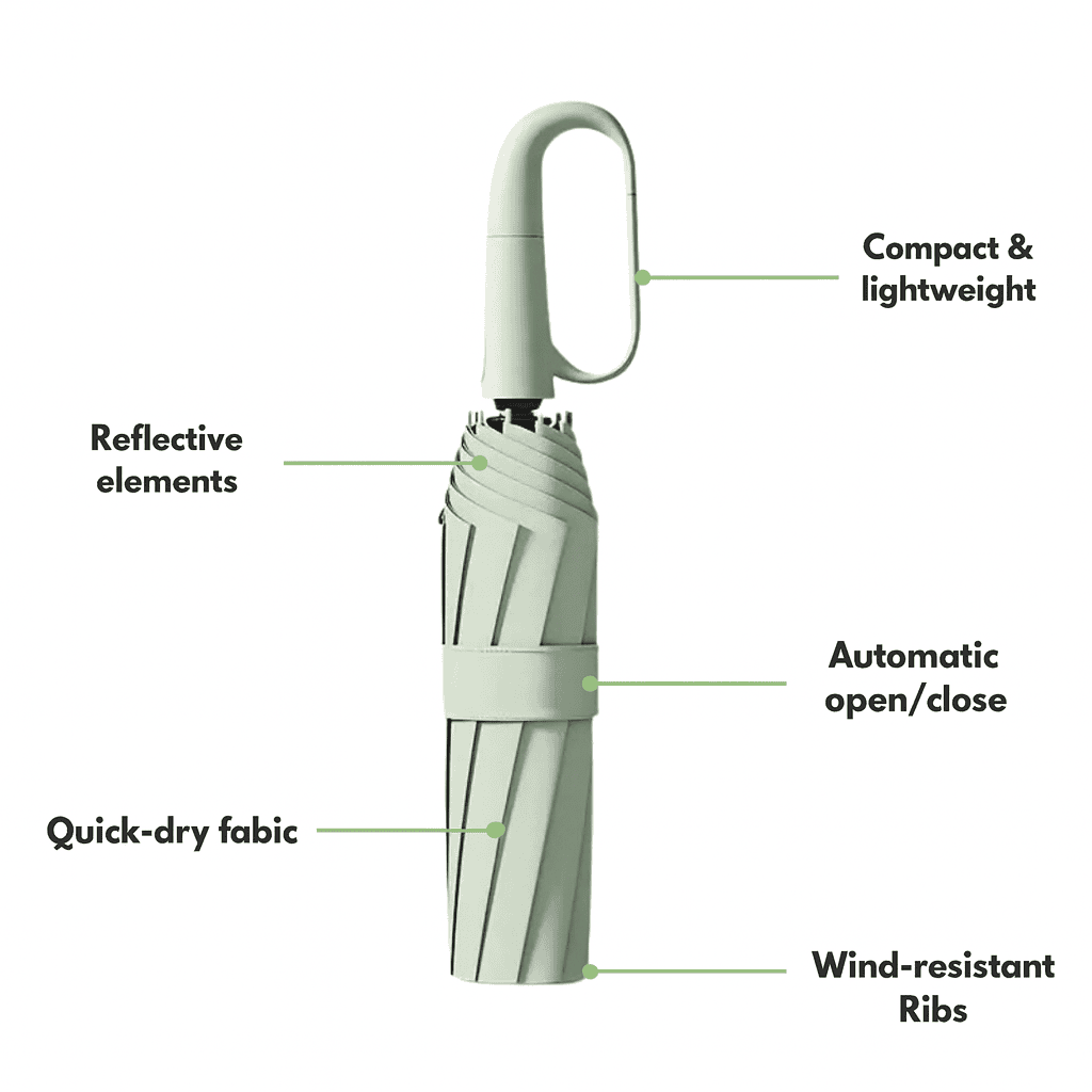 Automatic Compact Umbrella Designed for Strong Winds
