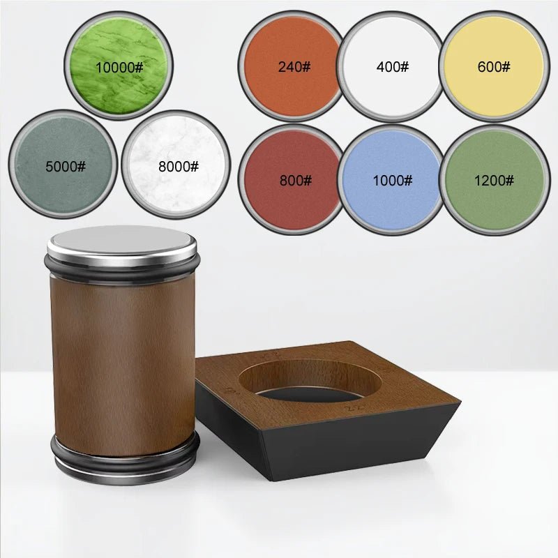 Rolling Knife Sharpener Set with Diamond Grinder and Wooden Base