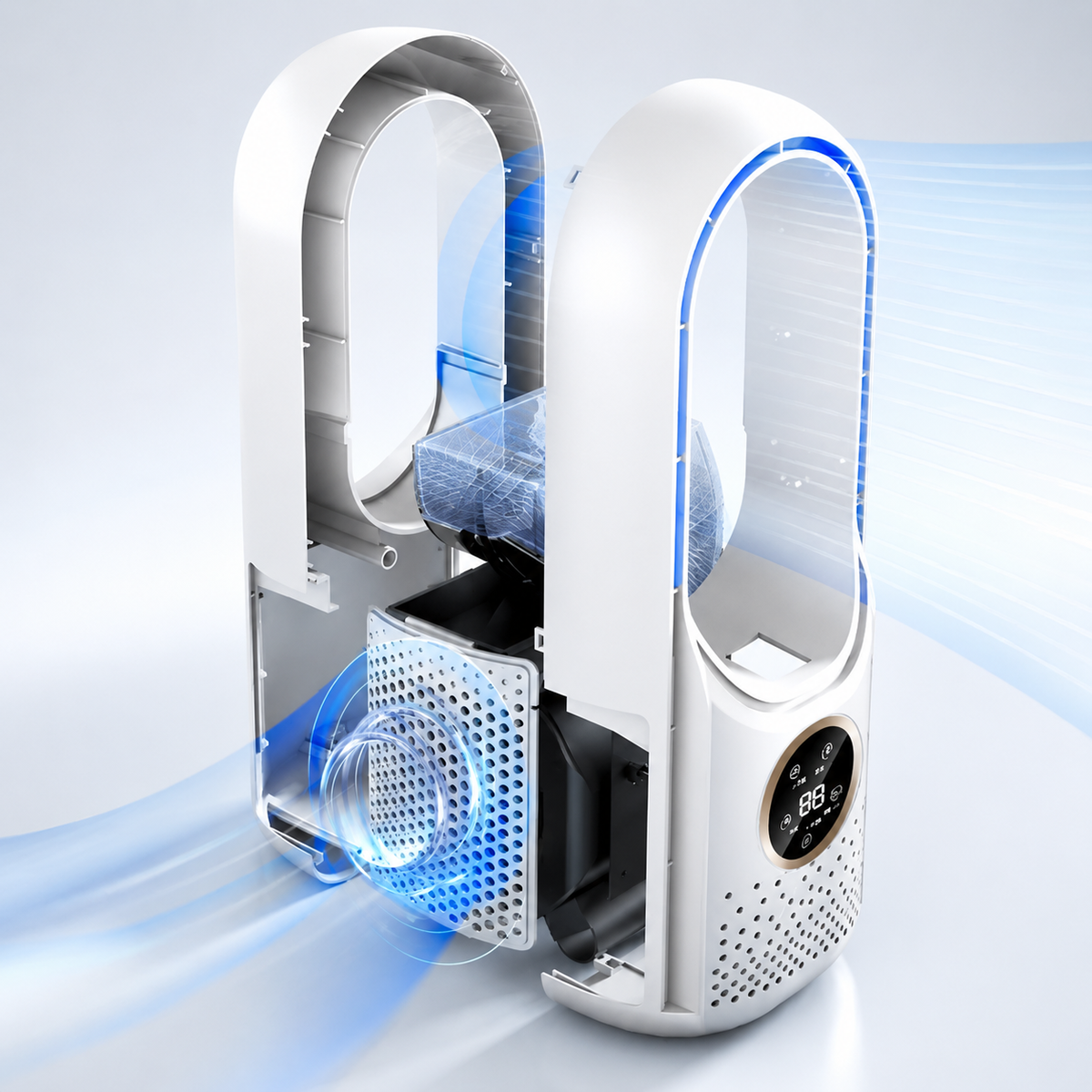 Compact Wireless Air Conditioner - Silent Cooling Without Rotor Blades