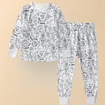 Children's Cotton Pajama Set with Christmas Painting Design