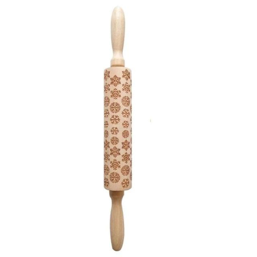 Engraved Rolling Pin for Christmas Cookie Baking