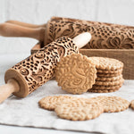 Engraved Rolling Pin for Christmas Cookie Baking