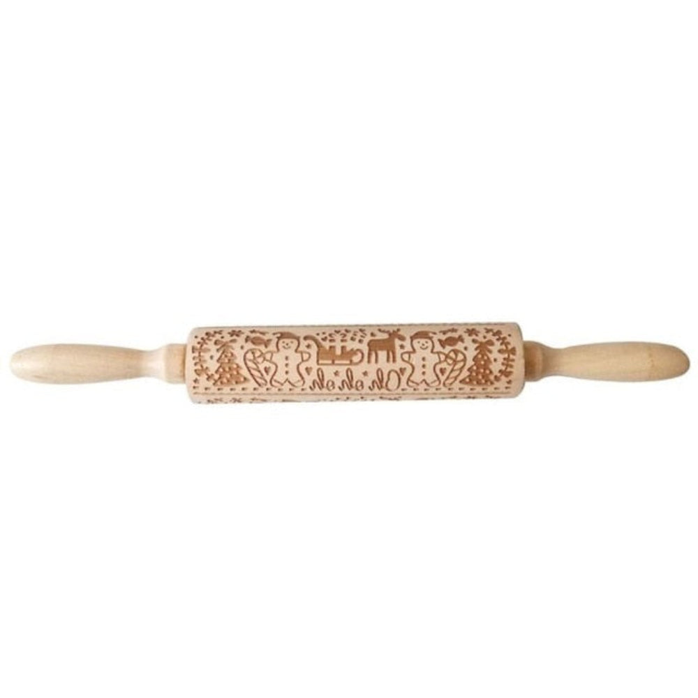 Engraved Rolling Pin for Christmas Cookie Baking