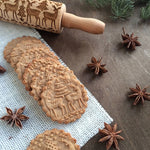 Engraved Rolling Pin for Christmas Cookie Baking