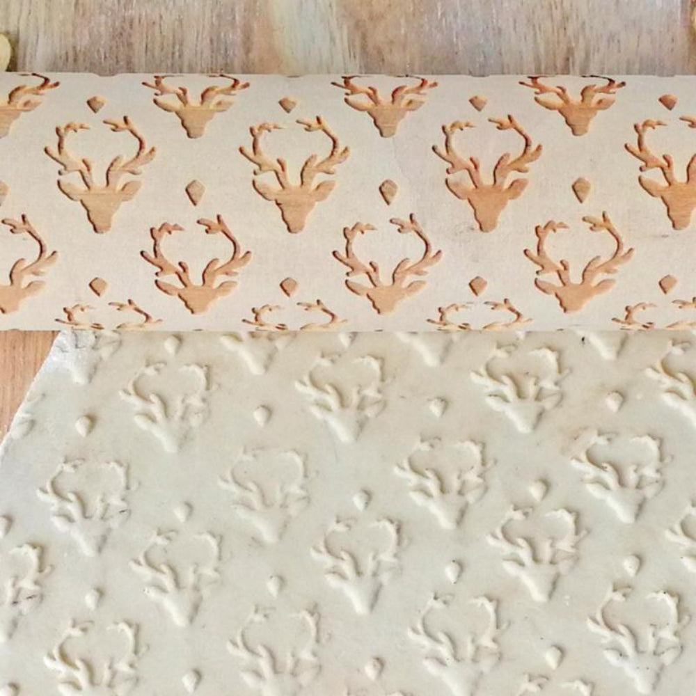 Engraved Rolling Pin for Christmas Cookie Baking