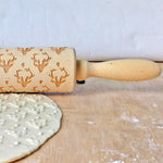 Engraved Rolling Pin for Christmas Cookie Baking