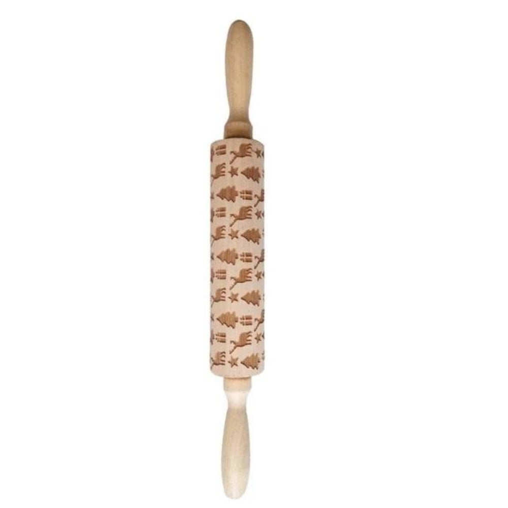 Engraved Rolling Pin for Christmas Cookie Baking