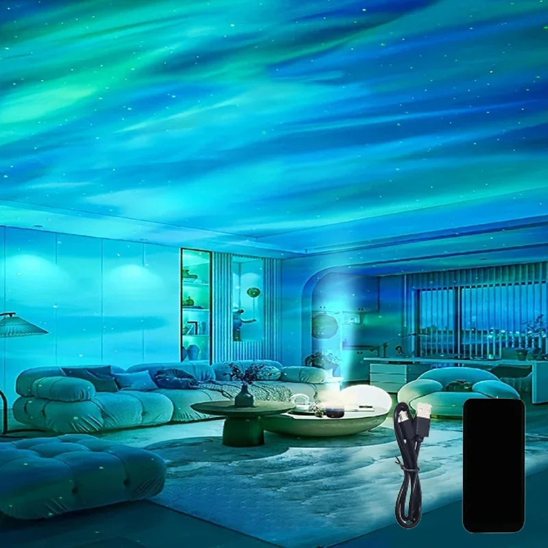 Northern Lights Projector | Music Sync & Remote Control | RGB Mood Light | USB Rechargeable | 7.8×7.8×8.7 cm